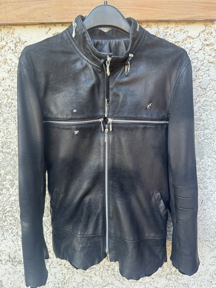 14th Addiction Cross Zip Sheepskin Leather Jacket Size 4