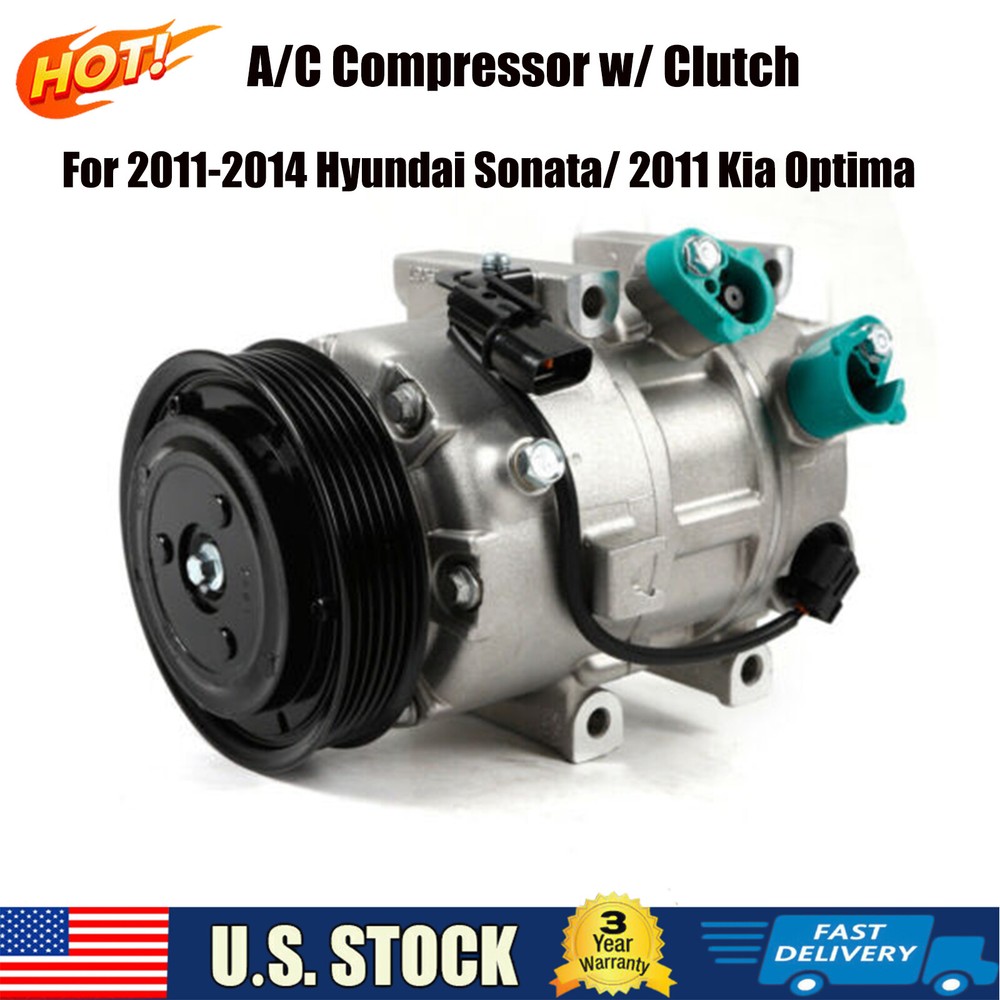 A/C Compressor w/ Clutch For 2011-2014 Hyundai Sonata/ 2011 Kia Optima 2.0L 2.4L