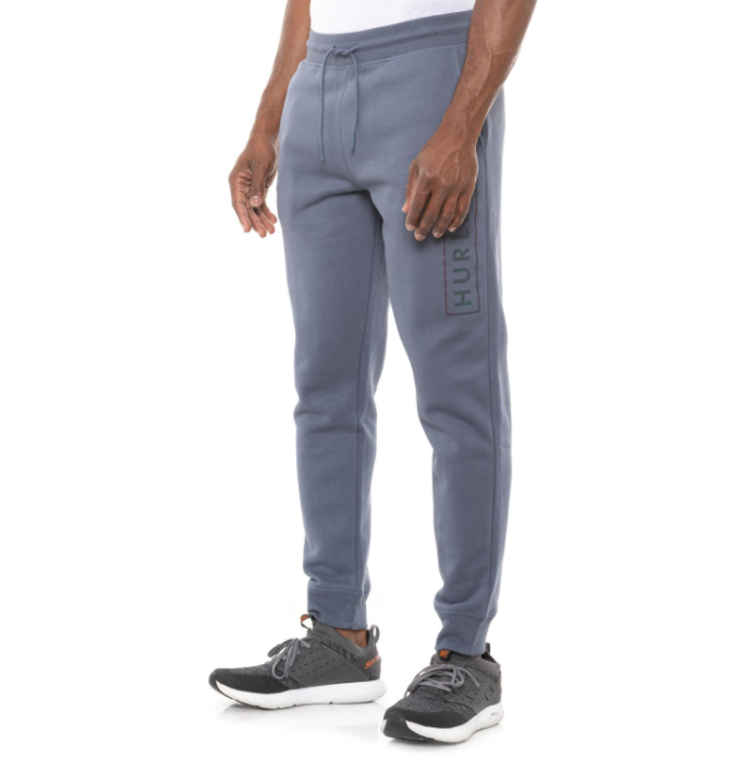 Hurley Jogger Pants Mens Size XL Blue Relaxed Fit Box Logo Fleece Jogger New