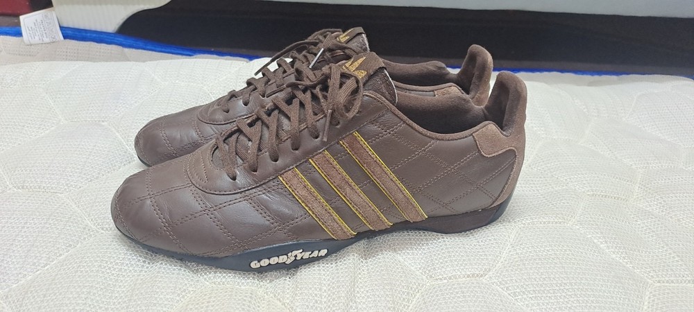 Adidas Goodyear Driver Brown Leather Sneakers 2004 Vintage - Size 9.5