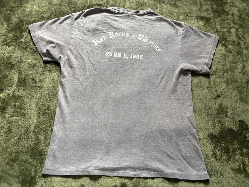 Vintage U2 Red Rocks Shirt Mens Large Gray 1983 Video Concert Tour Crew Hanes