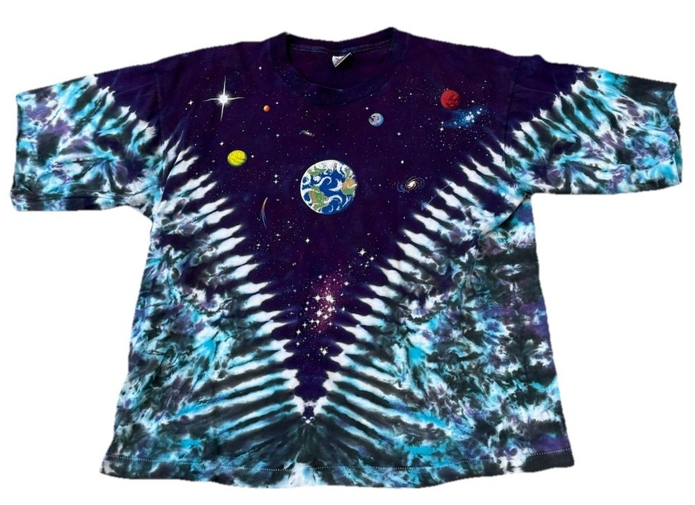 Vintage 90s Space Galaxy Planets Tee Tie Dye 1992 Fruit Of Loom Men’s XL USA