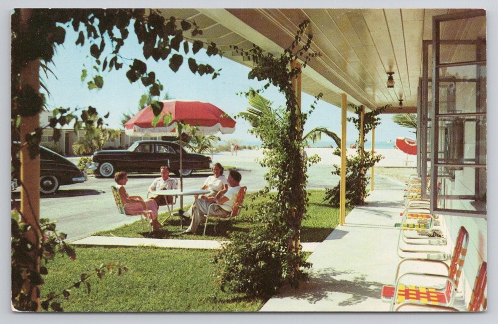 Vintage GULF BEACH HOTEL Lido Beach Sarasota Florida Dextone Postcard