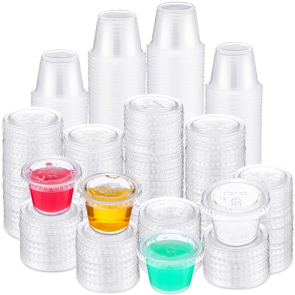1 oz Disposable Souffle Cups with Lids - Small Portion Containers for Sauces and Samples