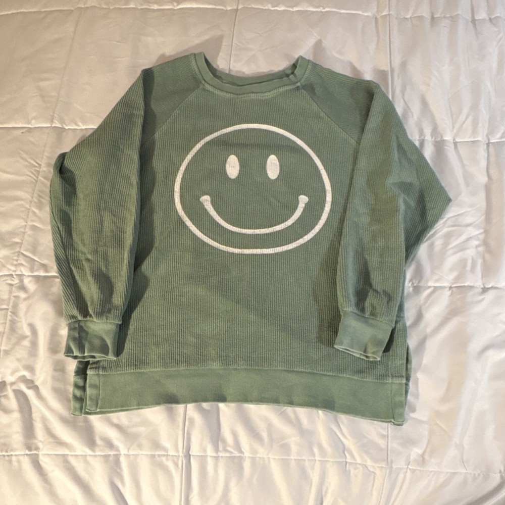 Altar'd State Women's Green Graphic Pullover Sweatshirt XS Crew Neck