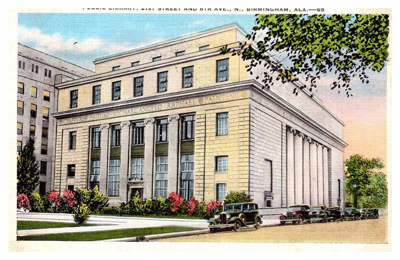 Postcard LIBRARY SCENE Birmingham Alabama AL m/09 AQ8045