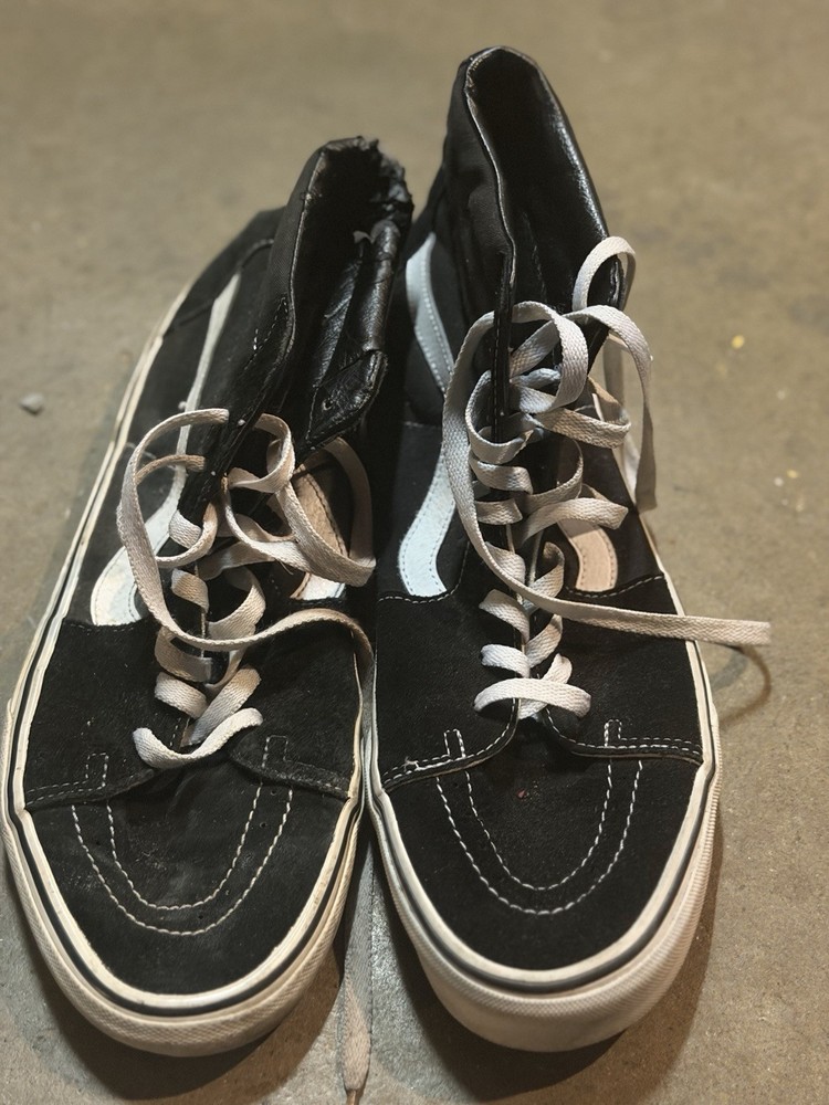 VANS Men's High Top Canvas Sneakers Black White US Size 13 Casual Shoes