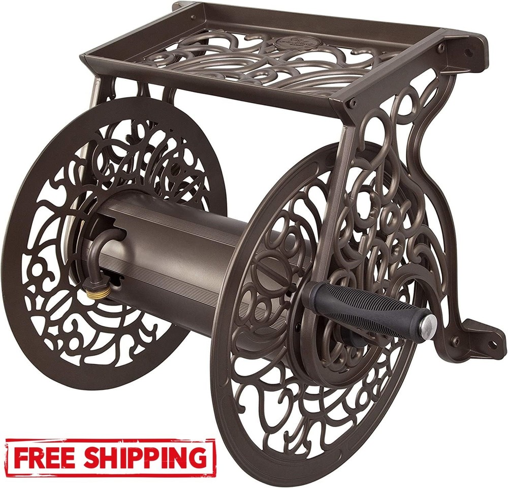 Carrete de manguera decorativo de aluminio fundido para montaje en pared, US NEW