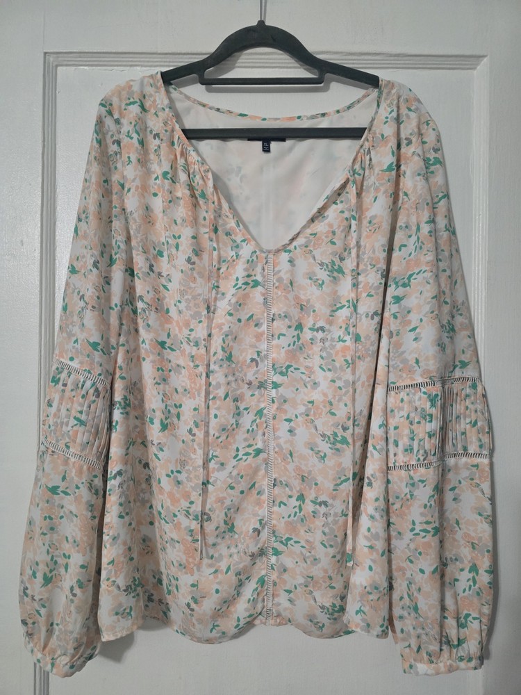 Kaari Blue Floral Blouse Women's Size XL