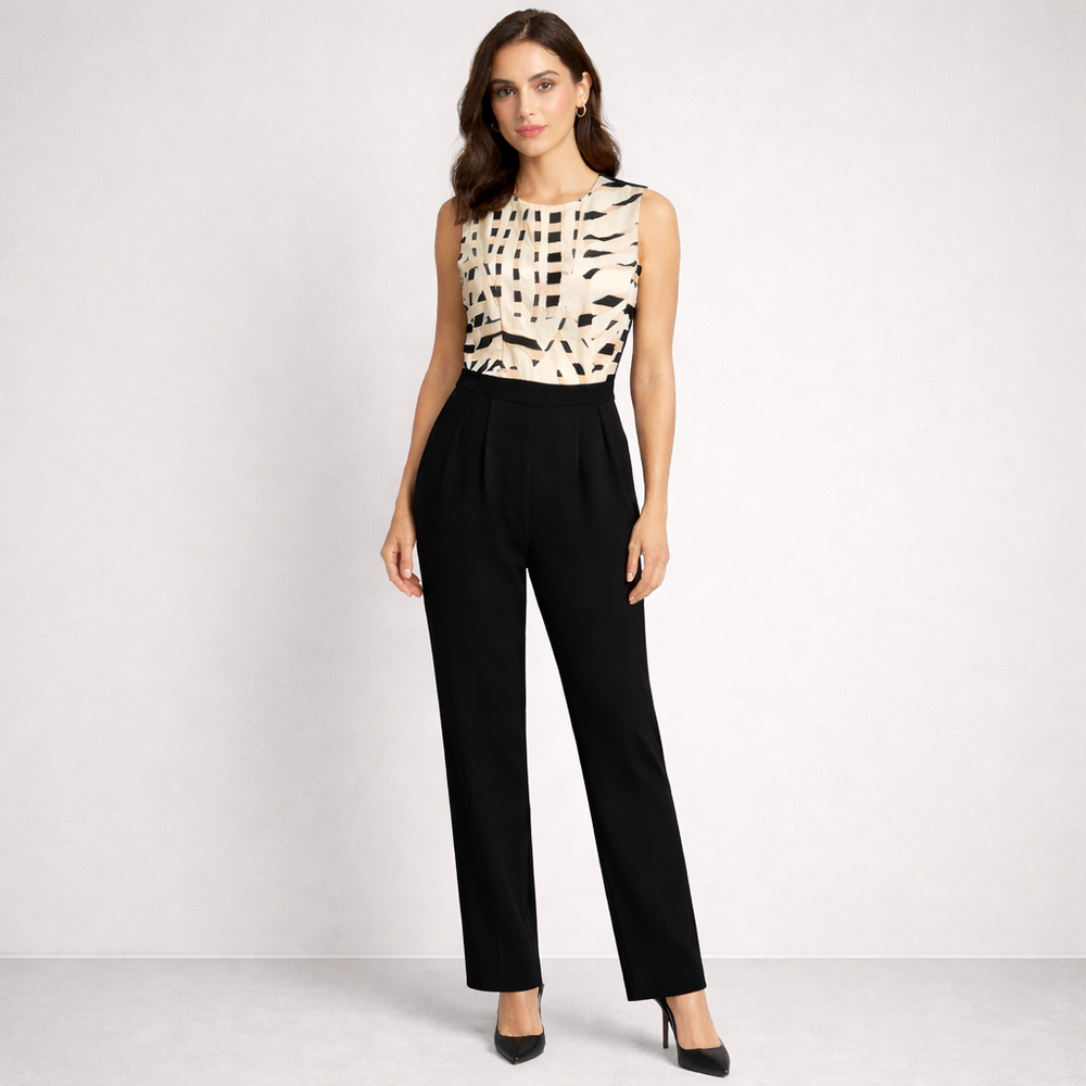 Max Mara Pianoforte Silk Linen Blend Geometric Jumpsuit Size 8