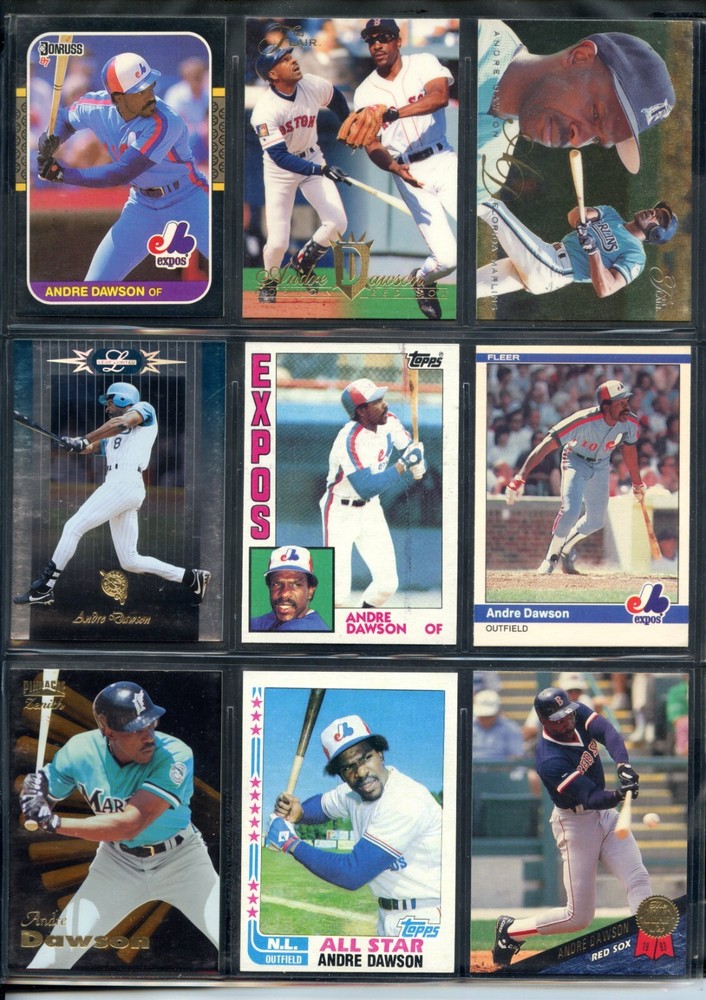 Andre Dawson Lot of 27 Mainly NM to NM/MT HOF Expos Marlins Cubs Red Sox