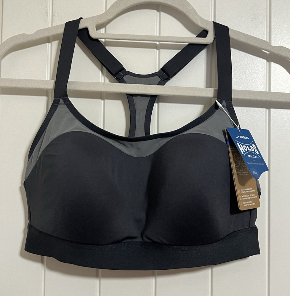 BROOKS 34C / 34 C NWT Asphalt Gray Dare Racerback Molded Cup Running Sports Bra