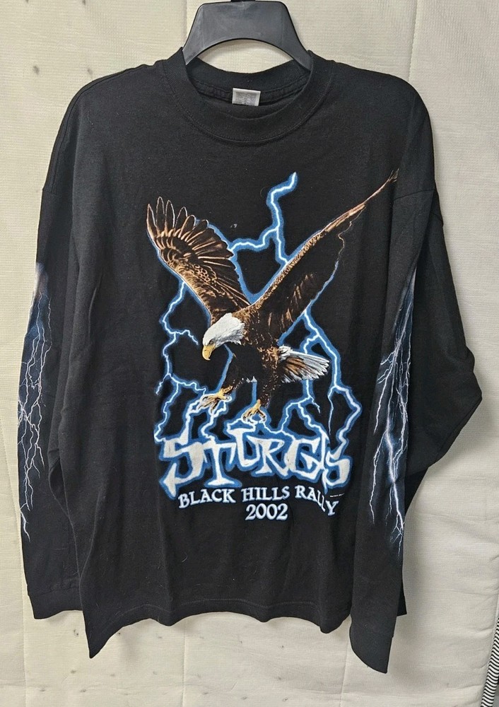 Vintage Harley Sturgis Blackhills 2002 Ride Lightning L/S Shirt Size XL. Biker