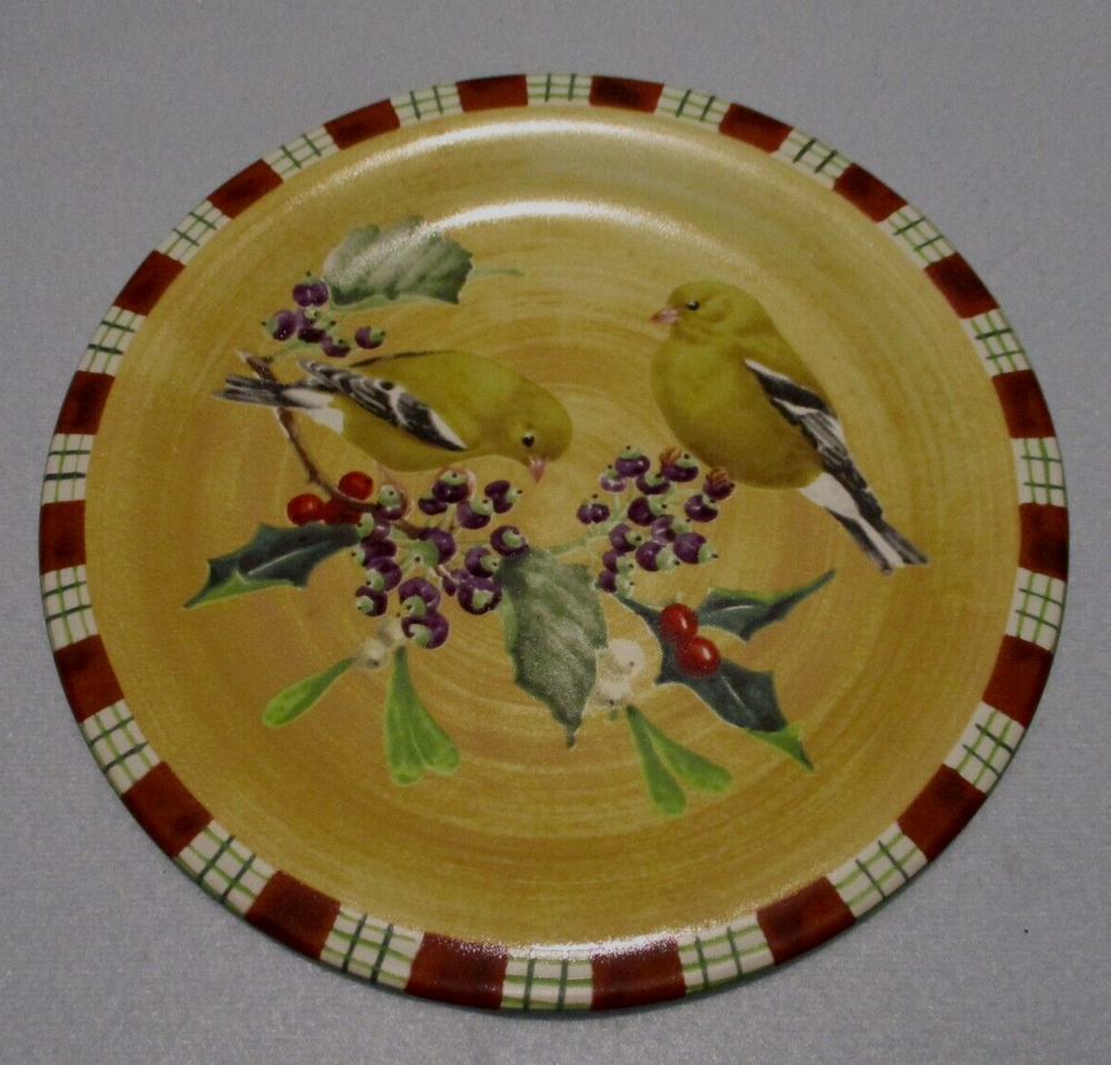 Lenox Winter Greetings Everyday McClung Goldfinch Birds Christmas Accent Plate-image