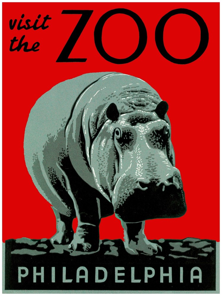 Red Visit Philadelphia Zoo Decor  Poster.Fine Graphic Art. Interior Design. 2268