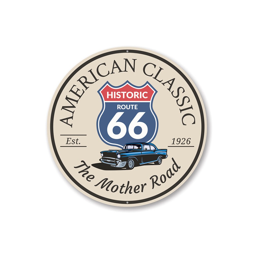 American Classic The Mother Road Route 66 Decorative Sign, Custom Aluminum Sign