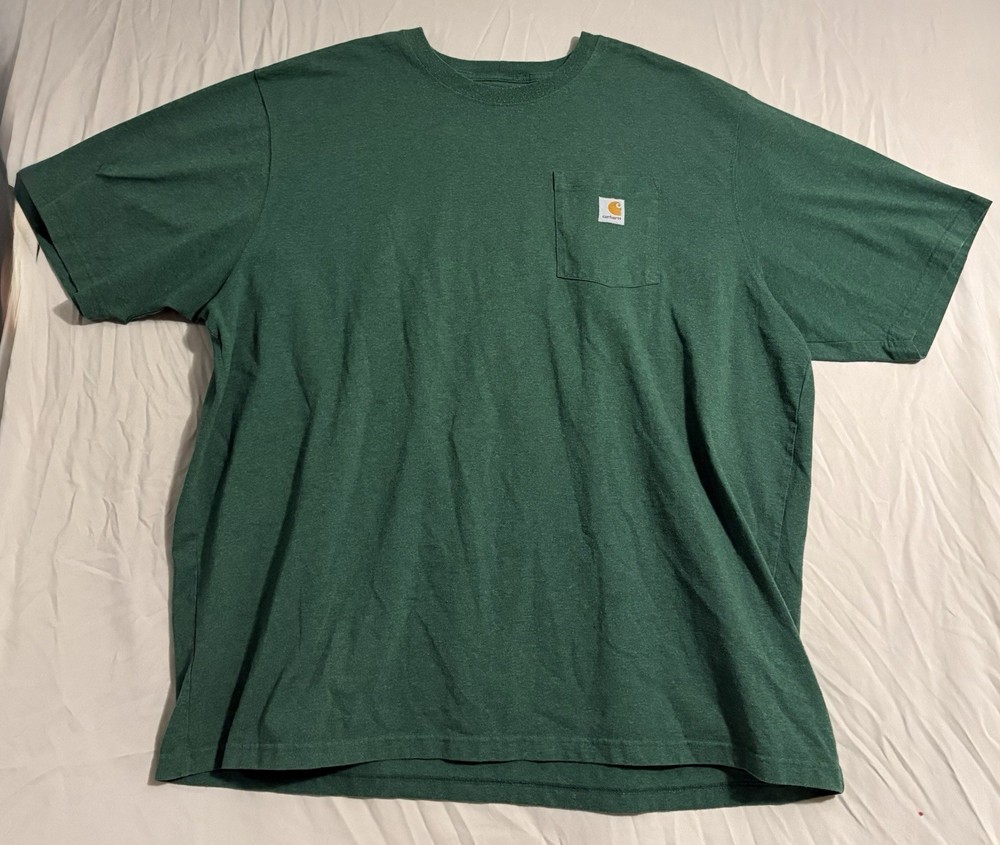 Carhartt Mens 3XL Loose Fit Green Short Sleeve Pocket T Shirt Built to Serve