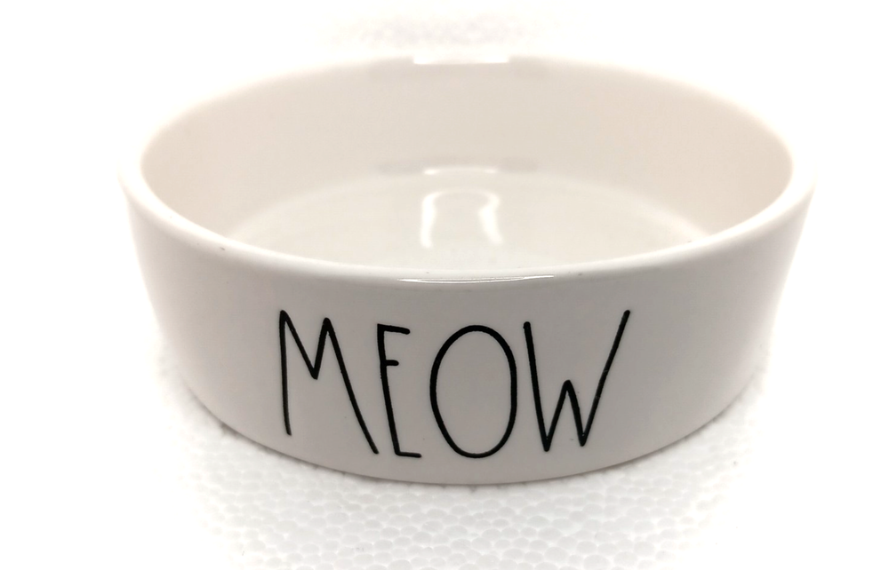 Rae Dunn MEOW Small Cat Kitten Pet Bowl Dish Ivory Cat Food Water By Magenta 5”