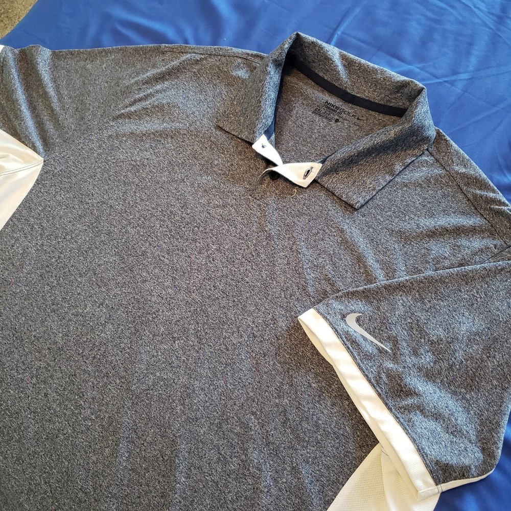 Nike Golf Dri Fit Short Sleeve Mens XL Stretch Colorblock Blue With White Mesh