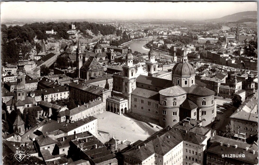 1960s Salzburg Austria Panoramic View Cathedral Dom Towers Real Photo Postcard