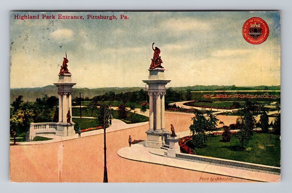 Pennsylvania PA Pittsburgh Highland Park Entrance Vintage Postcard