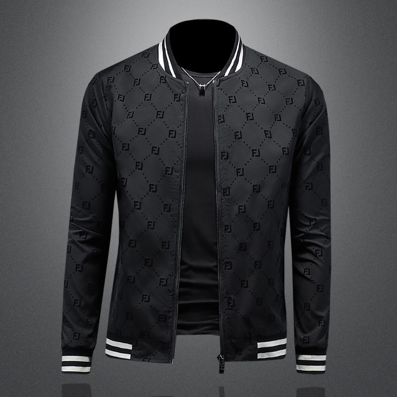 Luxury Men Slim Fit Bomber Jacket Trendy Streetwear Long Sleeve Coat
