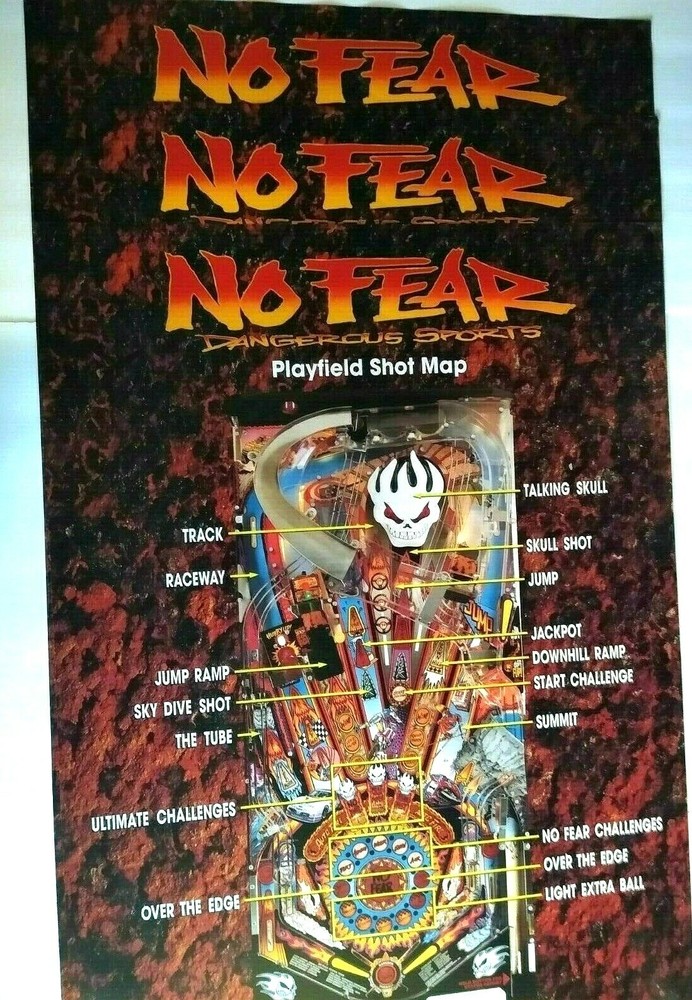 No Fear Dangerous Sports 1995 Pinball Game Wall POSTERS (10) Vintage  36