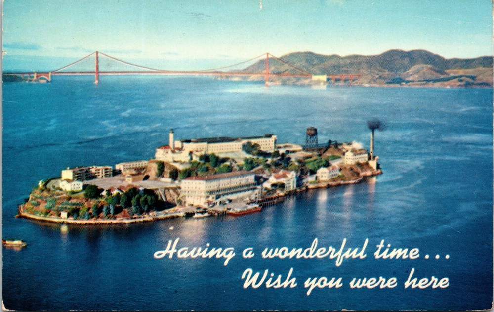 Aerial View Of Alcatraz Island Prison San Francisco California Vintage Postcard
