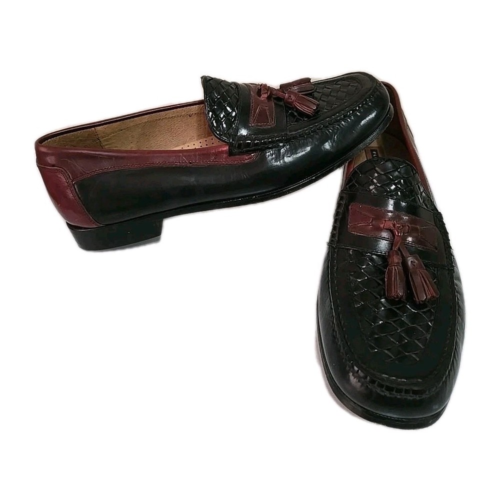 Florsheim Tassel Loafers Mens 14 D Black Burgundy Leather Dres
