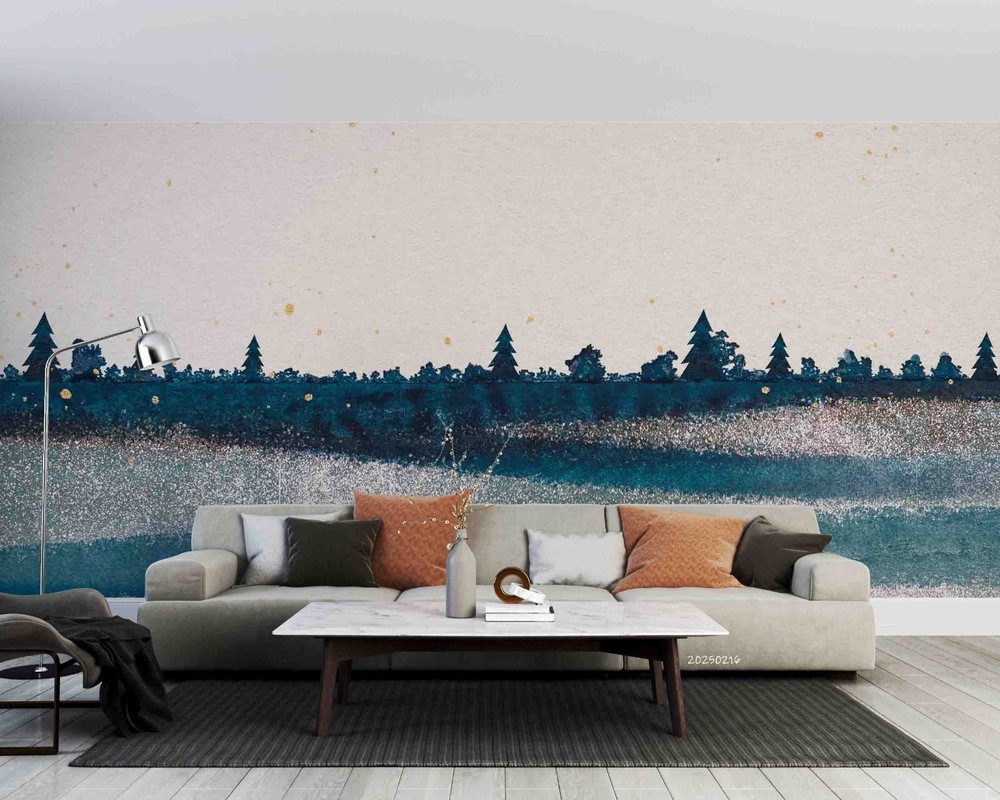 3D Winter Forest Watercolor Wall Murals Wallpaper Murals Wall Sticker