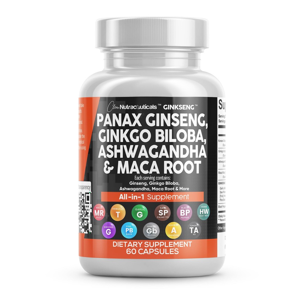 Panax Ginseng Ginkgo Biloba Maca Root - Focus Supplement Pills for Women and ...