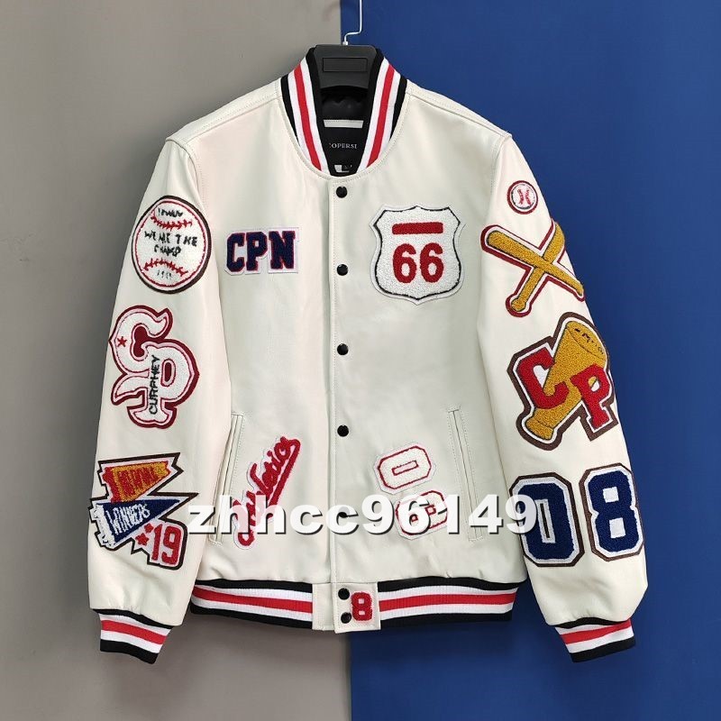 Men's Premium Cowhide Leather Jacket with Embroidered Patch for Riders