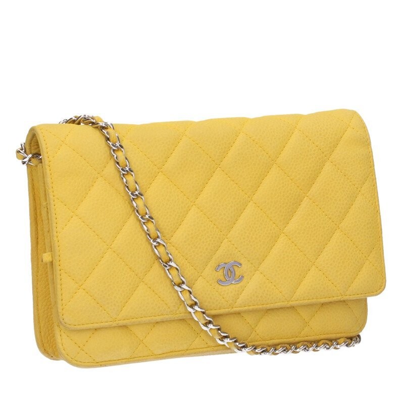 Chanel Matelasse Chain Shoulder Bag in Black Caviar Leather