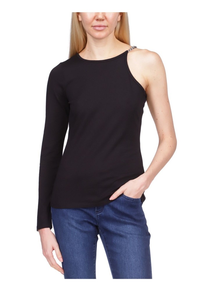 Michael Kors NWT NEW Women's Cold Shoulder Chain-Strap Top Black  Size M $78