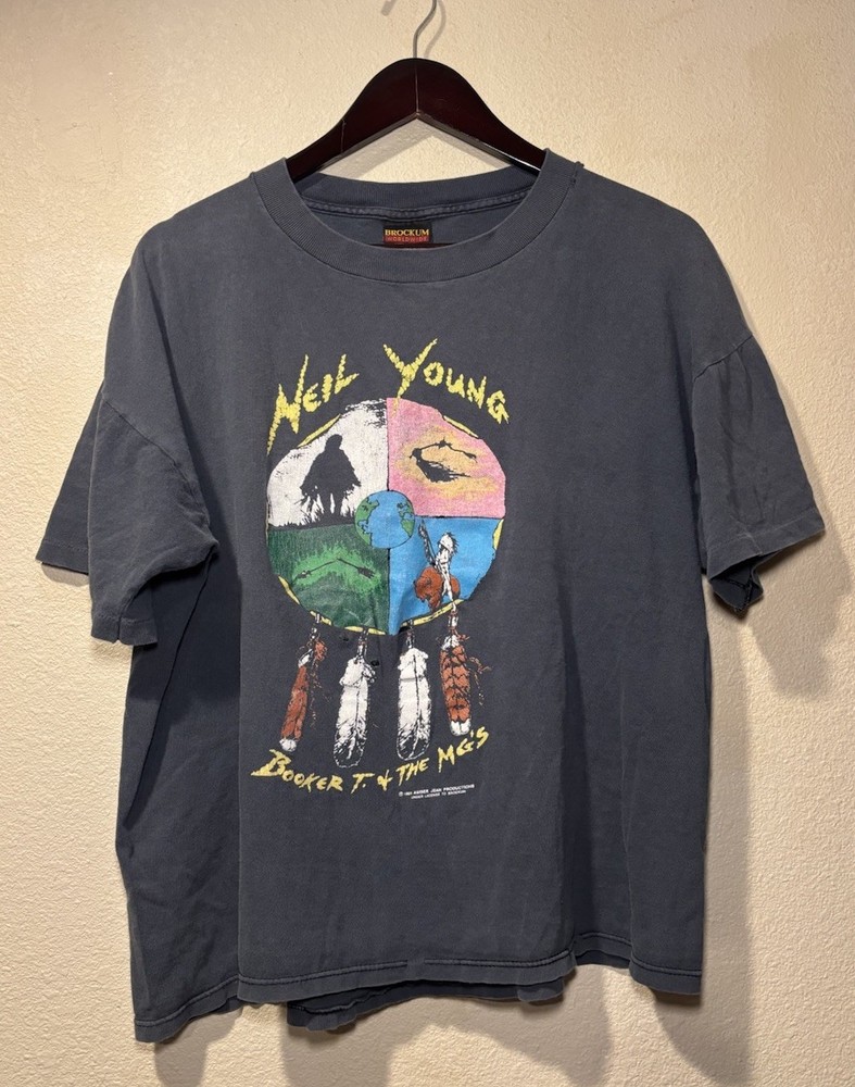 Vintage 1993 Neil Young Booker T & the MG's Tour Band Tee Shirt XL Brockum