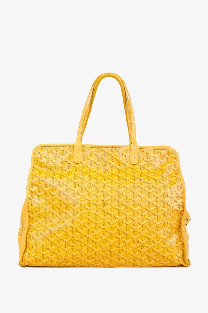 Goyard Hardy PM Yellow Perforated Leather Tote Goyardine
