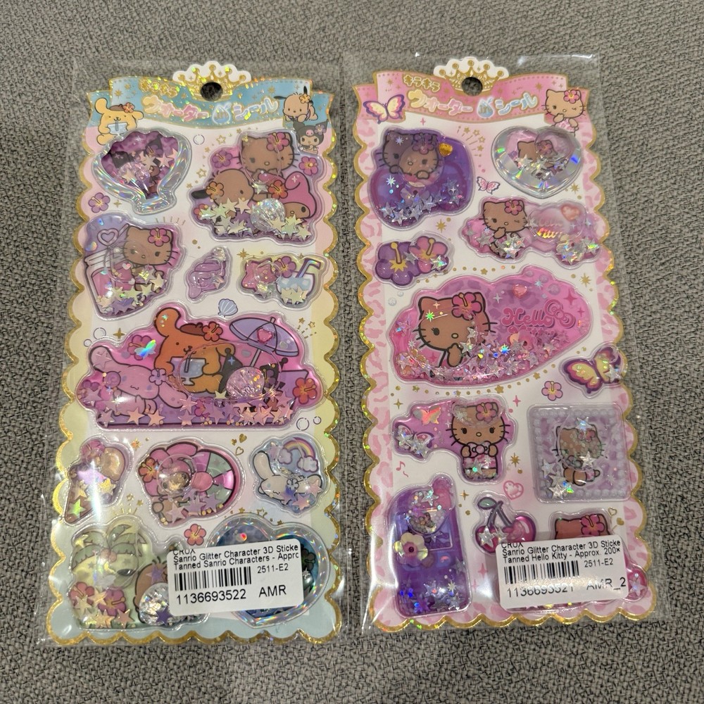 [US SELLER] Sunburned Hello Kitty Sanrio 3D Water Seal Set of 2  Authentic
