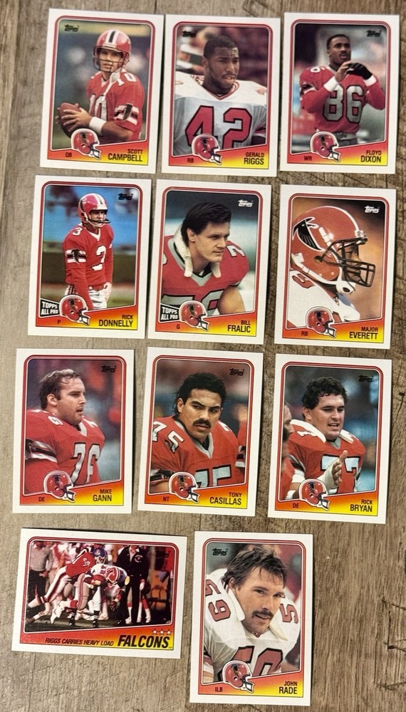 1988 Topps Atlanta Falcons 11-Card Team Set Football-Gerald Riggs-John Rade