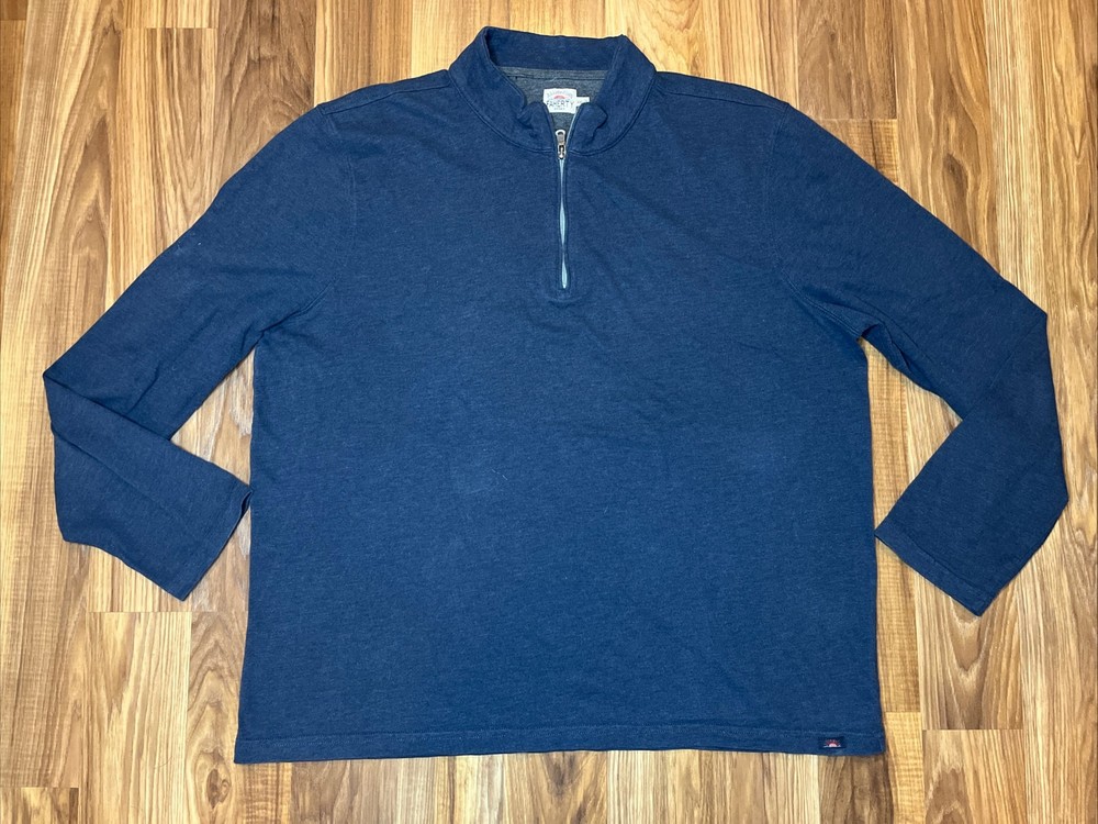 Faherty Mens Sconset 1/4 Zip Knit Cotton Cashmere Pullover Sweater Blue XXL