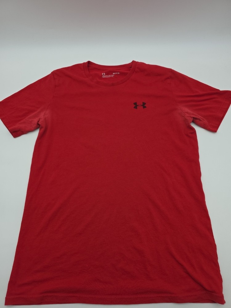 Under Armour T-Shirt Men Small Logo Graphic Tee Red ..#38033