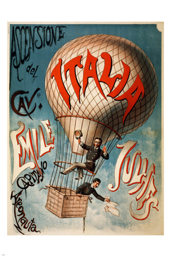 1890 Ascensione del cavaliere VINTAGE BALLOON POSTER Emile Julhes 20x30 HOT