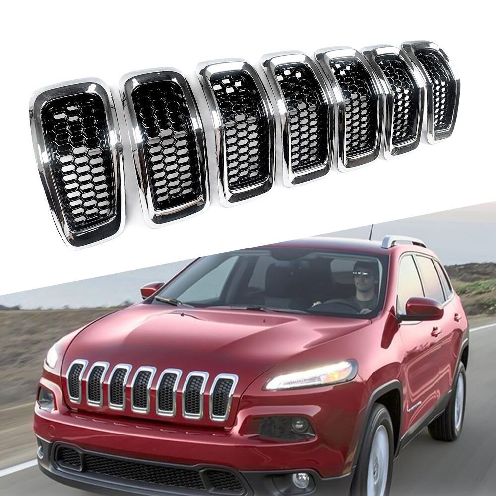 Front Grille Inserts Honeycomb Mesh Grill Chrome For Jeep Cherokee?2014-2018 BK