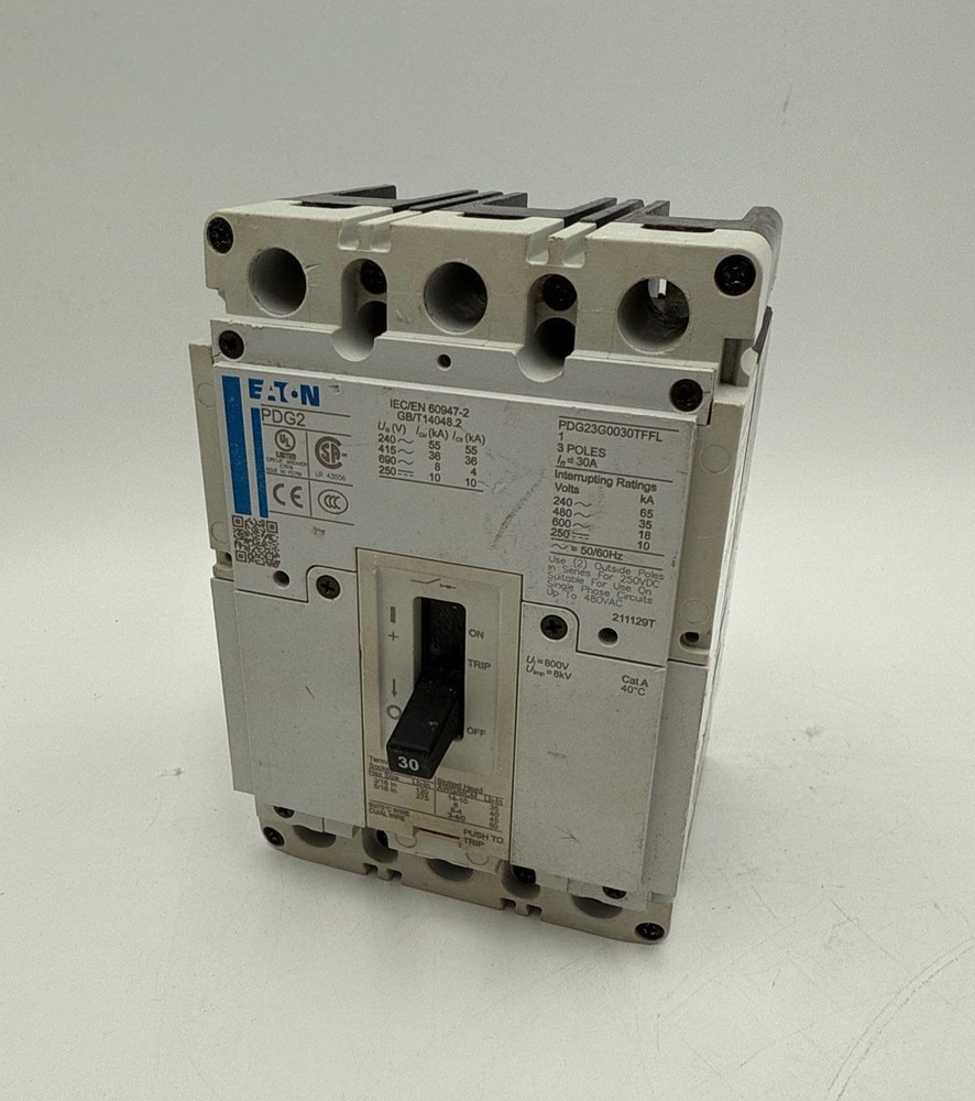 Eaton PDG23G0030TFFL Circuit Breaker 30A 600V 3P Bolt On 30 Amp 3 Pole PDG2