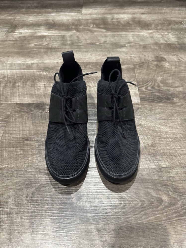 Eileen Fisher Wilson Black Leather & Stretch Sock lace Up Wedge Sneakers Sz 9.5
