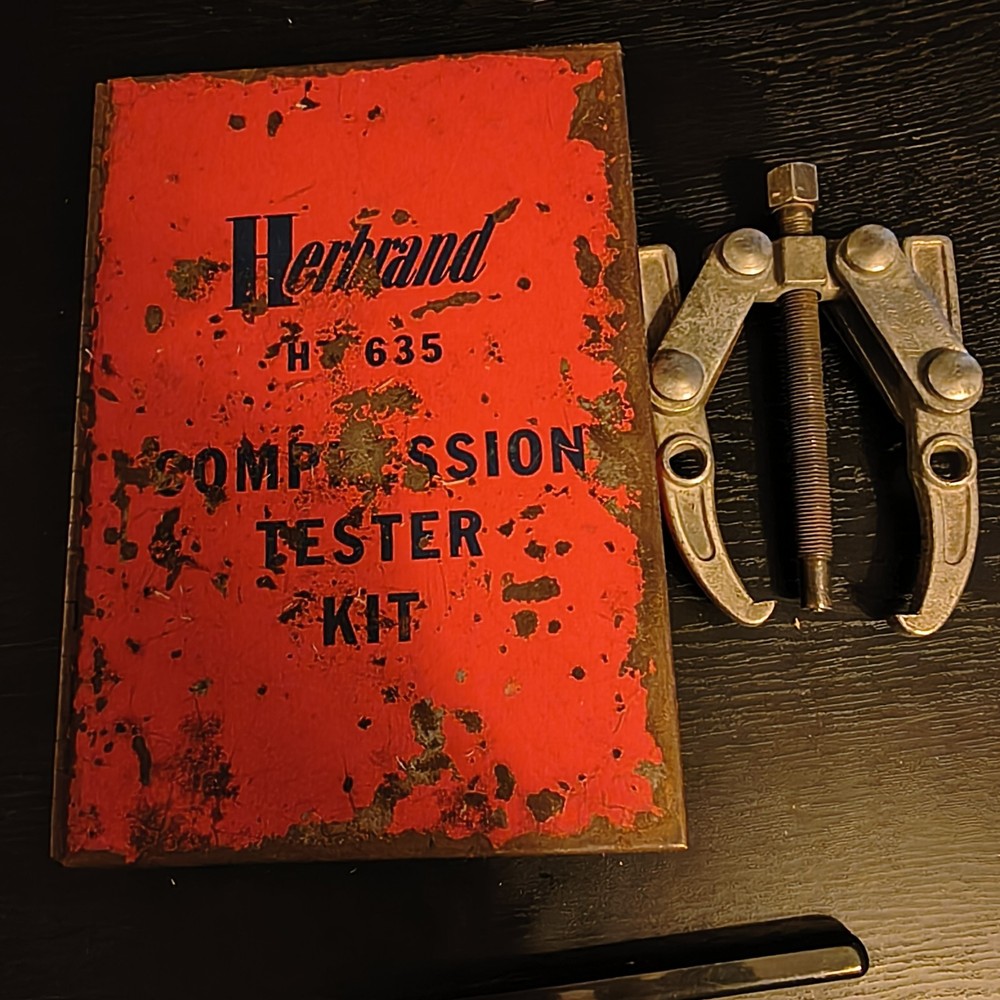 Vintage Herbrand Tools Compression Tester In Case Ht635 + 2 Jaw Puller 832 USA