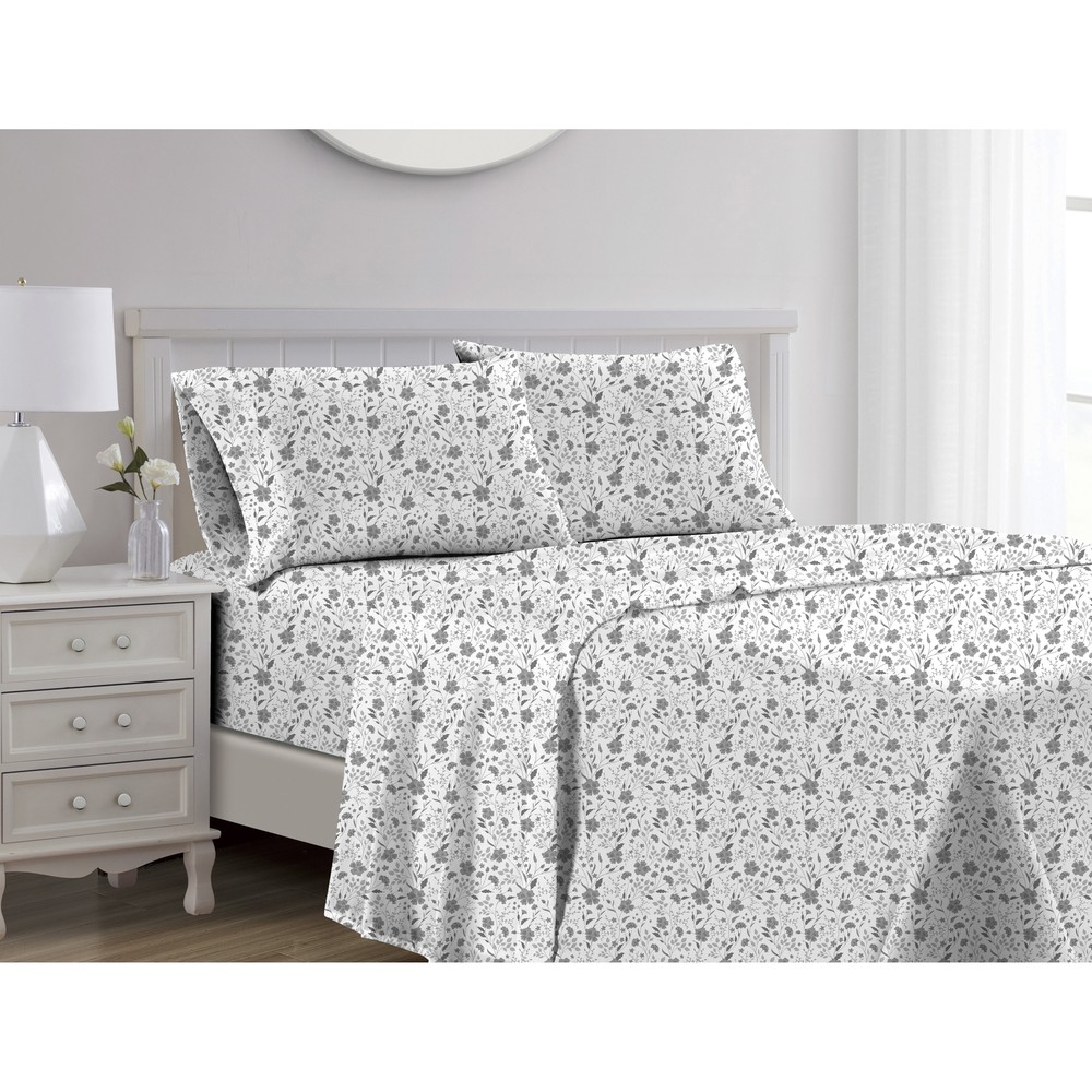 Lucy 1000TC Cotton Sheet Set Silver Queen