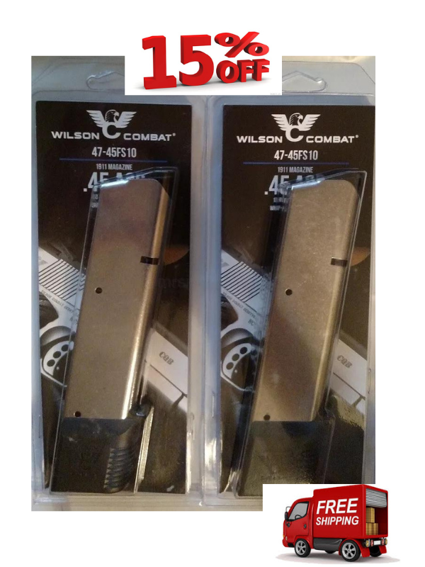 Lot of 2 1911 45acp 10 Round Extended Magazine SS 10rd #47-45FS10
