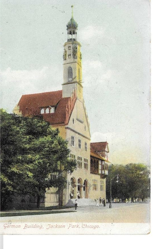 Postcard German Bldg Jackson Park, Chicago, IL Postmark 1907 006006