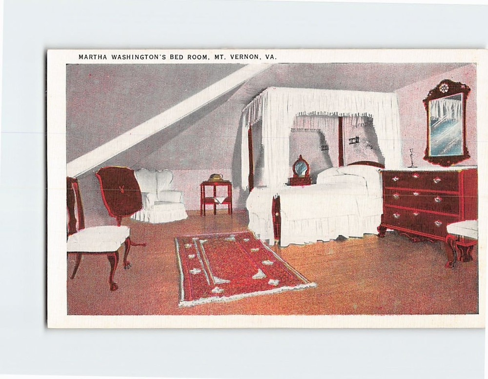 Postcard Martha Washington's Bedroom Mount Vernon Virginia USA