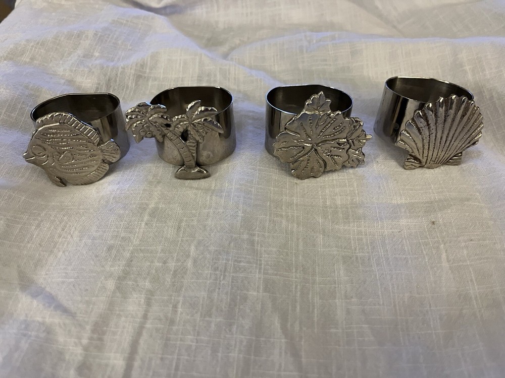 Seaside Beach Vintage Metal Napkin Rings